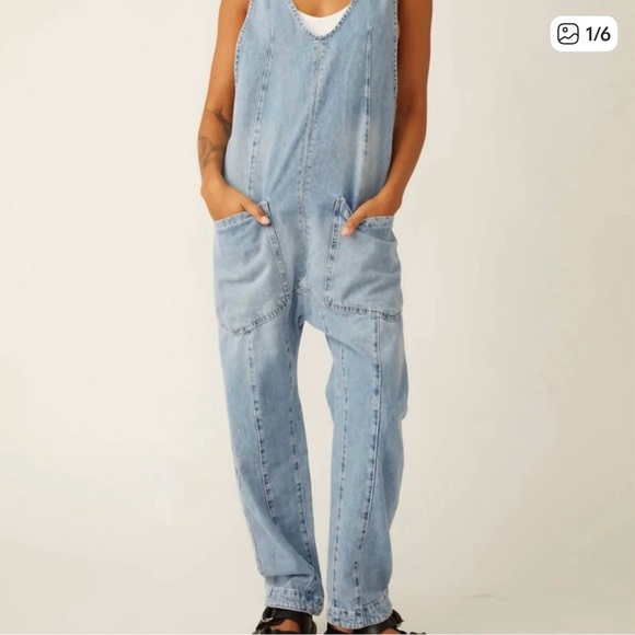 We The Free Blue Denim “High Roller” Jumpsuit/Overalls. Medium NWOT. - Picture 8 of 13